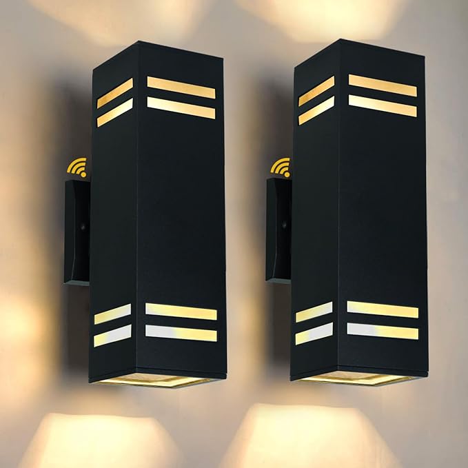 Up and Down Lights Outdoor Wall Light Fixtures Aluminum Dusk to Dawn Outdoor Lighting Fixture Modern Black Exterior Light Fixtures Wall Mount Porch Light for House Front Door