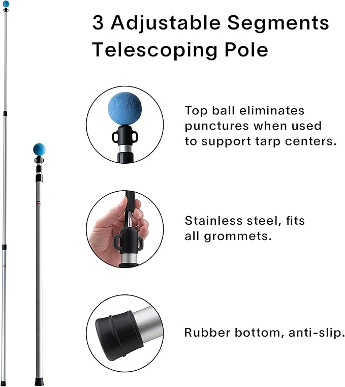 Alvantor Aluminum Telescoping Tarp Poles Adjustable Rods and Round Pad for Alvantor Screen House &amp Bubble Tent &amp Vendor Booth
