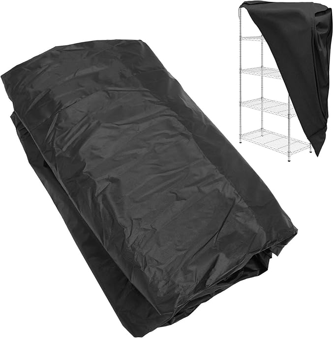 Shelf Cover for Outdoor Wire Shelving Unit Storage Rack Cover with Zip and Hook Loop Fastener 36x18x72 Inch 210D Oxford Fabric