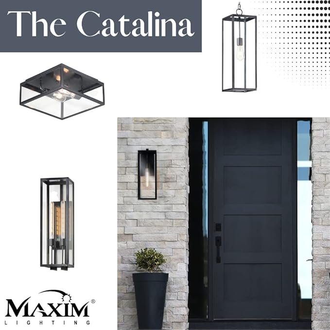 Maxim 30094CLDBZ Catalina 21 Inch Dimmable and LED Bulb Compatible Clear Glass Outdoor One Light Wall Sconce I 60 Watts I Dark Bronze Finish I Modern Contemporary Light Fixture I