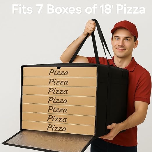 Bodaon Insulated Pizza Delivery Bags 20 x 20 x 14 Insulated Food Delivery Bag for Rideshare Drivers Pizza Pack Pizza Hot Warmer Carrier Food Warmers for Parties Insulation (Black 1Pk)