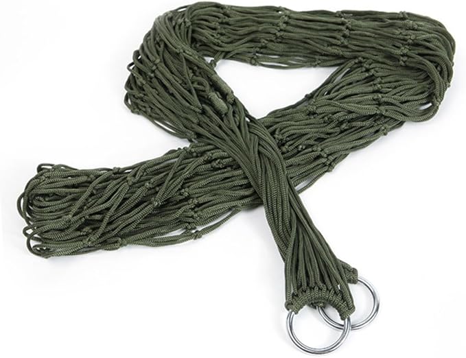 Happyyami 2pcs Strong Nylon Rope Mesh Hammock Portable Hanging Swing Bed Outdoor Leisure Bed for Camping Hunting