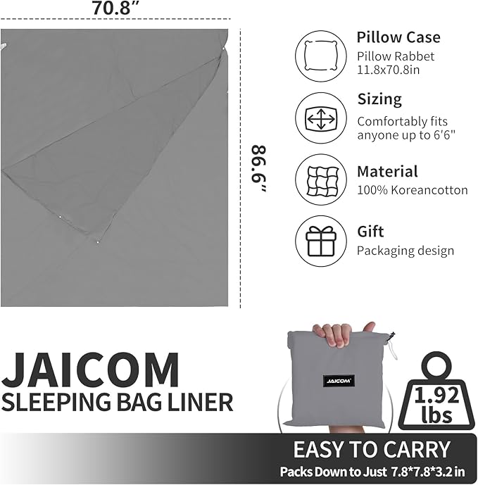 Sleeping Bag Liner - Travel Sheets for Hotel Portable &amp Comfortable &amp Quick-Drying Adult Sleep Sack for Camping Business Trips Traveling Hostel