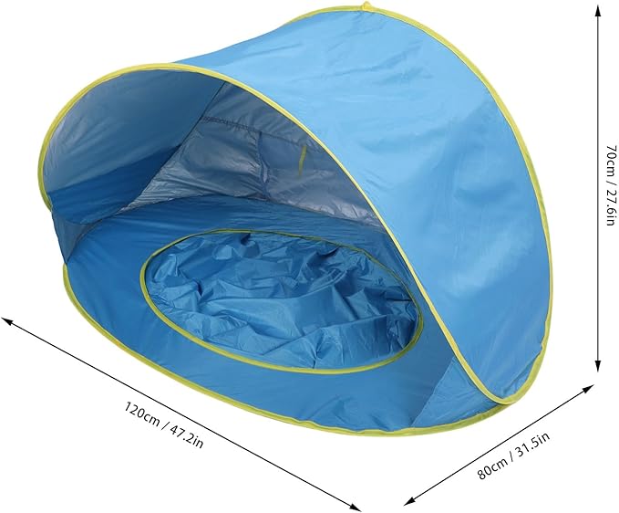 Pop Up Beach Tent Portable Sun Shelter with Protection and Built in Baby Pool for Infant Toddlers Outdoor Camping Beach Picnic Easy Set Up (Blue)