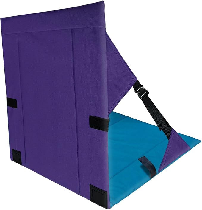 Folding Seat Cushions for Outdoor StadiumsPortable Adjustable Bleacher Chairs Featuring Back Support and CushionsLightweight Enhanced Thickness Dirt-Resistant（Purple Blue）
