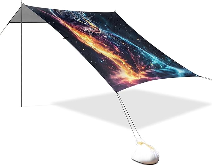 ALAZA Dreamy Cat Galaxy Beach Tent Sun Shelter UPF50+ Protection Beach Shade Canopy w/ 4 Sandbags for Outdoor Camping Fishing Backyard Fun Picnic 10x9 ft