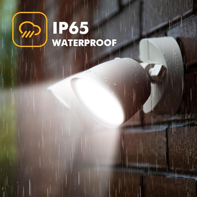 LUTEC 6222W-D2D 3500 Lumen 32 Watt Dusk to Dawn Dual-Head Flood Light Outdoor Waterproof Exterior Security Wall Light Full Metal Design Floodlight for Patio Garden Yard-White