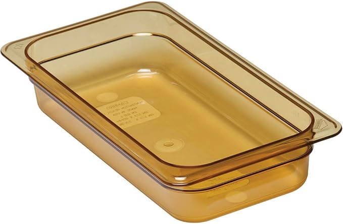 Cambro 1/3 GN Steam Table Pans High Heat Plastic 2.5 Deep 6PK Amber 32HP-150