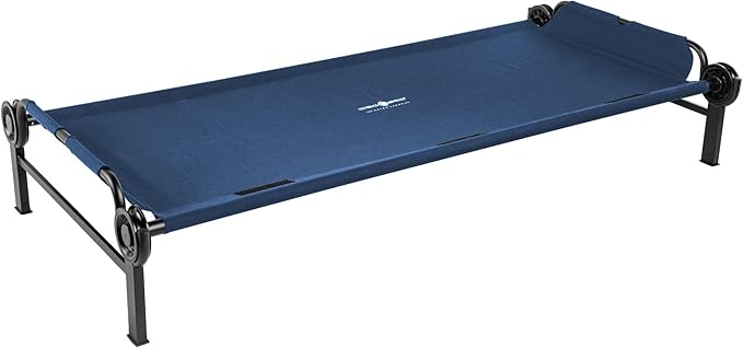 Disc-O-Bed XL Outdoor Modular 1 Person Single Camping Cot Portable Bed with 2 Height Options for Adults Sleep Solution for Tents Navy