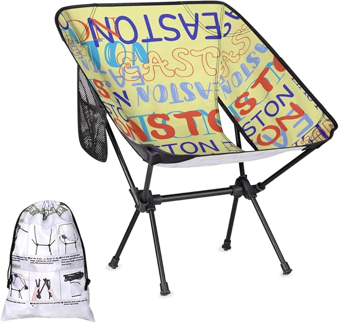 Custom Camping Chair Personalized Portable Backpacking Chair with Name Lightweight Folding Chair for Beach Hiking Yellow