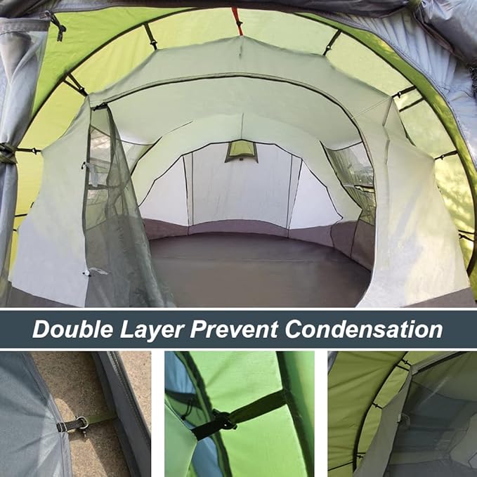 6 Person Easy Pop Up Tents for Camping - AYAMAYA Double Layer Waterproof Instant Tent with Vestibule &amp Porch Large Size Family Tent Automatic Setup for 4-6 People Camping Hiking (Poles Included)