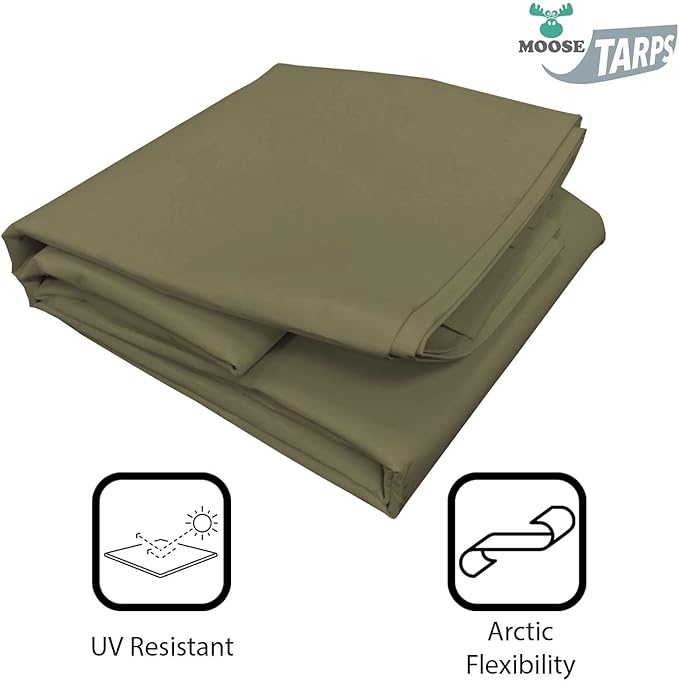 Heavy Duty Tarp 100% Waterproof 12mil Thick PVC Vinyl Tent Tarp for Camping Multi-Purpose Thick Protective Cover Weather Proof Heavy Duty UV Resistant 10 Feet x 20 Feet Green
