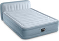 Intex 64449ED Dura-Beam Deluxe Plush Air Mattress with Headboard: Fiber-Tech - Queen Size - Built-in Electric Pump - 18in Bed Height - 600lb Weight Capacity