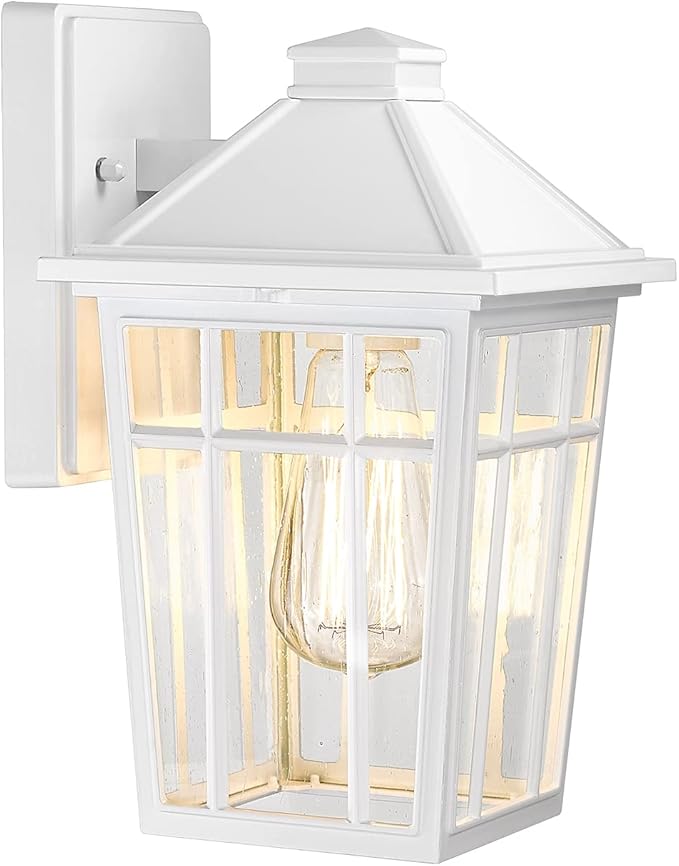Darkaway Outdoor Sconce Lights Wall Light Fixtures Front Porch Light Outdoor Wall Anti-Rust Waterproof Aluminum with Glass Exterior Light Fixture for Patio Yard Doorway Garage(1 Pack White)