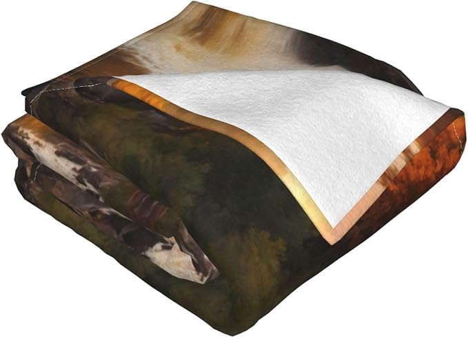 Majestic waterfal 60x50 Printed Soft Fleece Blanket for Sofa Bed and Camping - Cozy Blanket for Travel Picnics Nighttime Use