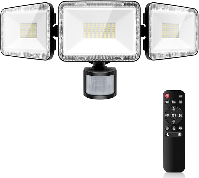 MEIHUA 70W LED Security Motion Sensor Outdoor Lights 3 Head Motion Detection Outdoor Lights 6500K Daylight 6800LM Flood Lights Outdoor Motion Sensor Lights IP66 Waterproof for Garage Yard Porch