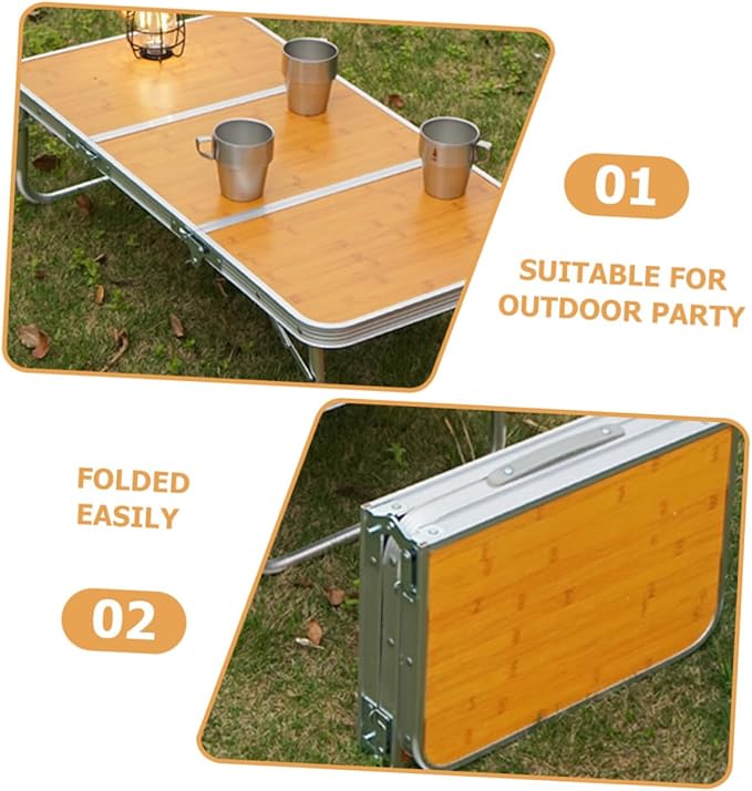 HANABASS 1set Outdoor Portable Folding Camping Table Lightweight Picnic Table for Hiking Bbqs and Tailgating Compact Design Carry Bag for