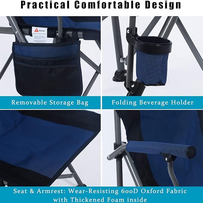 Portable Folding Chair Heavy Duty Thicken 600D Oxford Outdoor Camping Chair with Carrying Bag(Blue)