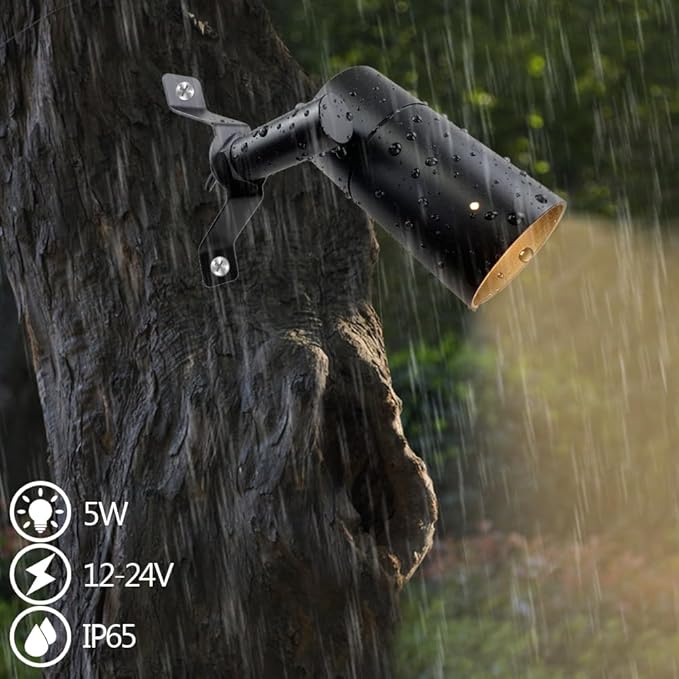 Landscape Lighting Low Voltage Tree Lights Outdoor Moonlights Tree Down Lights 12 AC/DC Surface Mounted LightsReplaceable MR16 LED Bulb Included Black Finish Aluminum Material