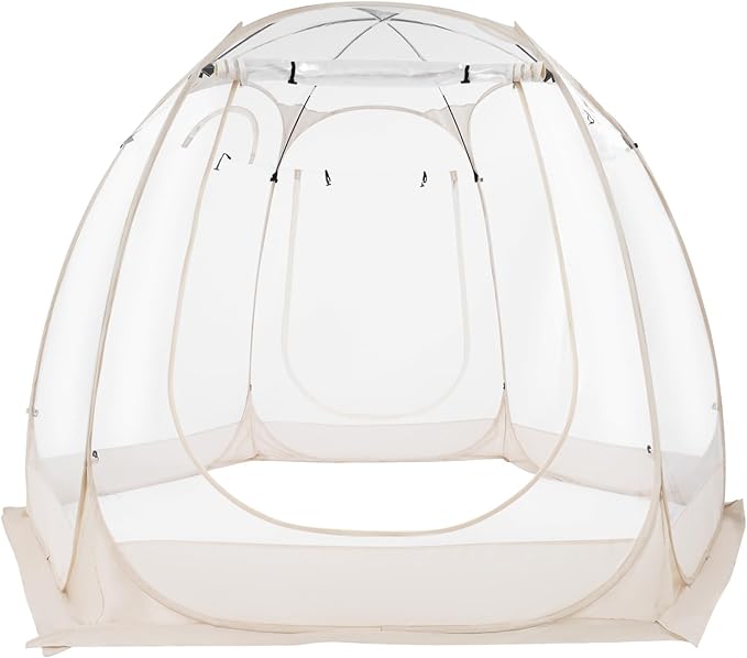 9.84 x 6.73FT Spacious Pop Up Bubble Tent Clear Tent with Windproof Ropes &amp Ground Nails Portable Garden Globe Igloo Tents for Outside Camping Picnics Garden Clear Champagne