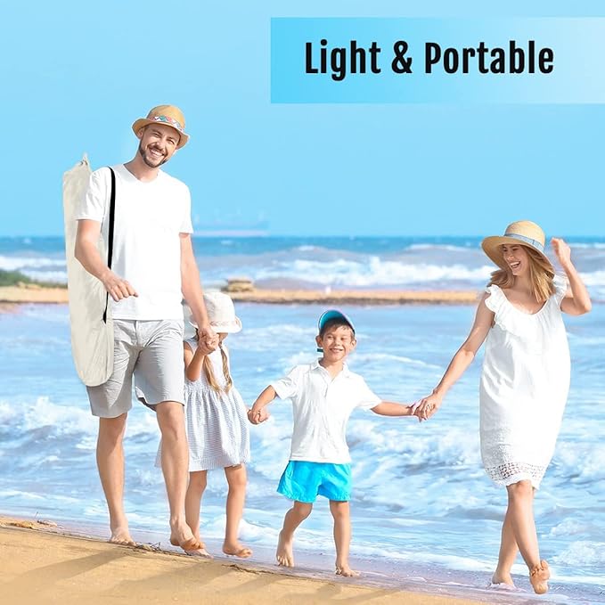 WhiteFang Deluxe Pop Up Beach Tent Sun Shade Shelter for 3-4/5-6 Person UV Protection Extendable Floor with 3 Ventilating Windows Plus Carrying Bag Stakes and Guy Lines