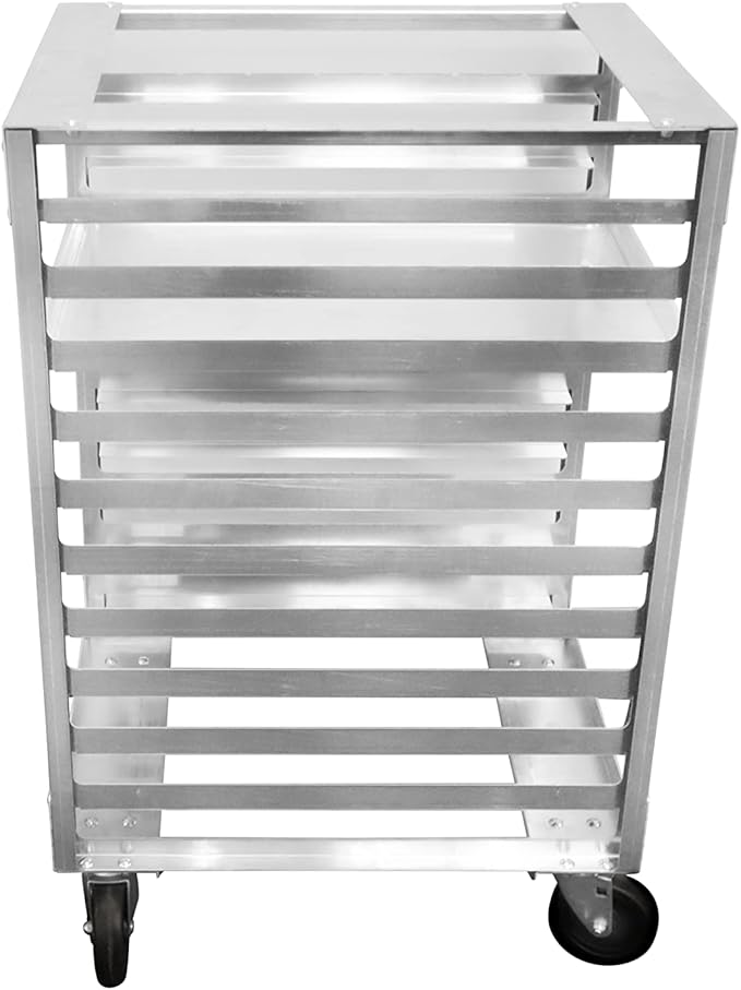 10 Tier Bun Pan Rack Commercial Aluminum Speed Rack With Heavy Duty Plate Casters And Non-Marking Polyolefin Wheels Food Service Sheet Pan Rack