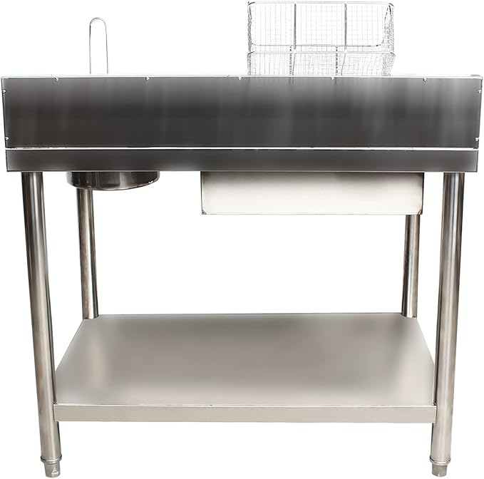 Breading Table Fried Chicken Preparation Commercial Stainless Steel Fried Food Prep Breading Station Breading Work Table w/Basket Undershelf for Restaurant Kitchen Fried Chicken Burger Shop