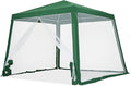 10x10ft Easy Pop-Up Canopy Outdoor Screen Tent with Mesh Mosquito Netting Side Walls Pop Up Tent Waterproof Outdoor Screen Shed for Camping Picnic Party Deck Yard Events
