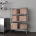 Chrome Mobile Security Wire Cage Kit – Heavy Duty NSF Utility Storage Unit with Lockable Doors &amp Wheels – Commercial Grade Metal Storage Multiple Sizes (Chrome 18 x 36 x 69)