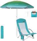 Nice C Beach Chair Beach Chairs for Adults with Umbrella and Cooler High Back Cup Holder &amp Carry Bag &amp Heavy Duty Compact Outdoor Camping (One Blue)