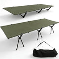 2 in 1 Folding Camping Cot with Leg Extenders Portable Height Adjustable Sleeping Bed 300 lbs Max Load Ultralight Aluminum Cot for Tent Camping Backpacking and Road Trip
