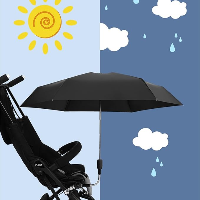 Chair Umbrella with Clamp Adjustable Umbrella for Chair Stroller Umbrella Parasol Waterproof Umbrella for Beach Chair Wheelchair Stroller Camping Chair