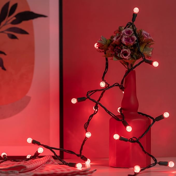 YULETIME Red One-Piece G12 Raspberry Christmas Lights 140 Count 48 Feet 2 Sets 70 LED 24 ft High Waterproof UL Certified String Light (Red)