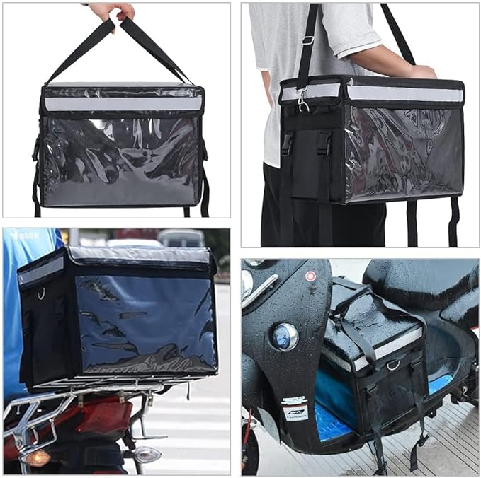 TooCust Large Insulated Food Delivery Bag with Fixed Base and Internal Frame XXL 19.7 x 15 x 15 Commercial Pizza Delivery Bag w/Divider Waterproof &amp Foldable Catering Bag Food Deliveries Bl