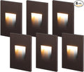 LEONLITE 3CCT 120V LED Step Lights 3.5W 150LM 5%-100% Dimmable Indoor Outdoor Waterproof Vertical Stair Light 3000K/4000K/5000K Selectable CRI90 ETL Aluminum Oil Rubbed Bronze Pack of 6