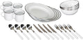 Stansport Deluxe 24-Piece Enamel Tableware Set - Enamel Plates and Bowls Lightweight and Durable Camp Dish Set for Camping and Backpacking Plates and Bowls for 4 People