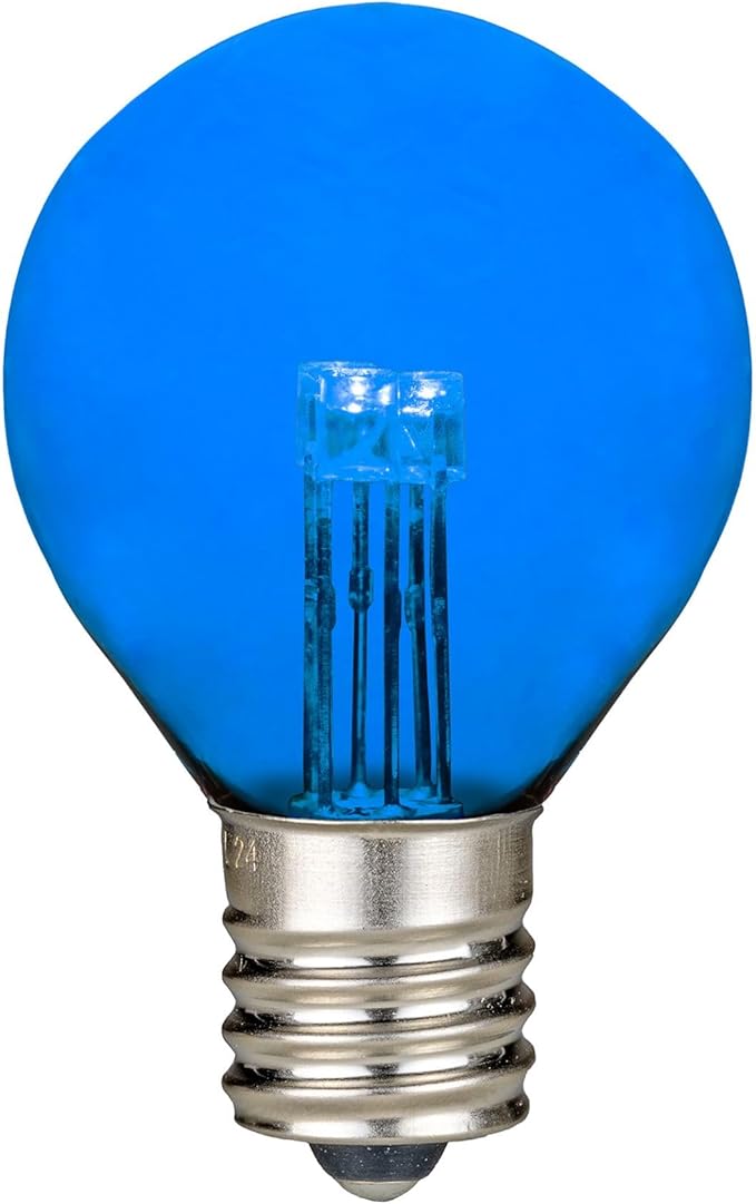 Novelty Lights 25 Pack G30 Glass LED Globe Bulbs String Light Replacement Bulbs E12 Candelabra Base Energy Efficient Outdoor Patio Lighting Blue