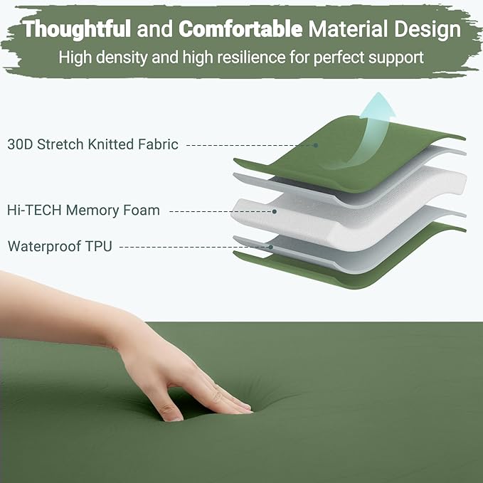 Elegear CumbreX™ Self Inflating Sleeping Pad Built-in Electric Pump 3.15 Ultra-Thick Memory Foam Camping Mattress Pad with Pillow Double Sleeping Pad for Camping R-Value 9.5 Foam Camp Pad - Full