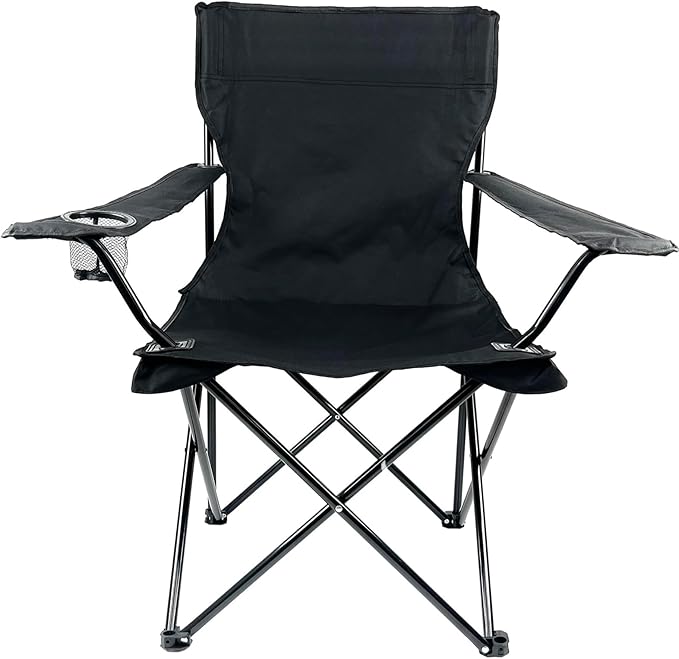 E-Z Living Folding Portable Outdoor Camping Chair[Large] (Black)