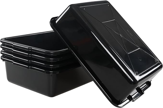 5 Packs 8 L Commercial Bus Tub /Tote Small Plastic Utility Boxes Black