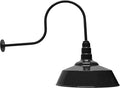 AGB102-AS20-BK Gooseneck Barn Light - Black Outdoor Dome with Incandescent Downlight | Wall-Mount Fixture for Patios Gardens Pathways and Large Outdoor Living Spaces
