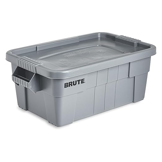 Rubbermaid Commercial Products BRUTE Tote Storage Container with Lid 14-Gallon-included Rugged/Reusable Boxes for Moving/Storing in Garage/Basement/Attic/Jobsite/Truck/Camping Gray