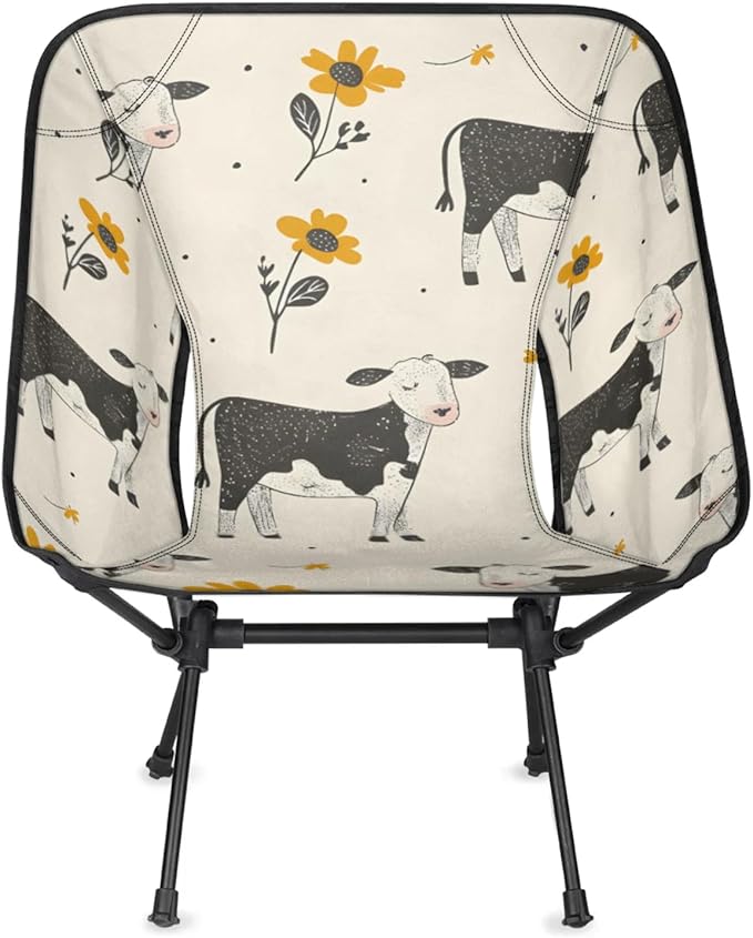 Honeybaby Folding Camping Chair Flowers Cows Camping Chairs Lightweight Portable Chair Outdoor Foldable Chairs for Camping Travel Picnic Beach Hiking