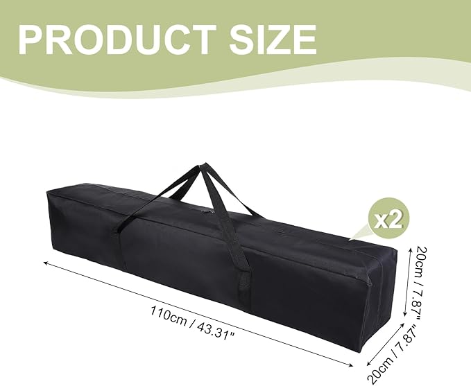 Camp Chair Replacement Bag Camping Folding Chair Storage Bag Large Zippered with Handle Strap 43 x 8 x 8 Inch Fit for Outdoor Travel Tent Storage (2 Pack Black)