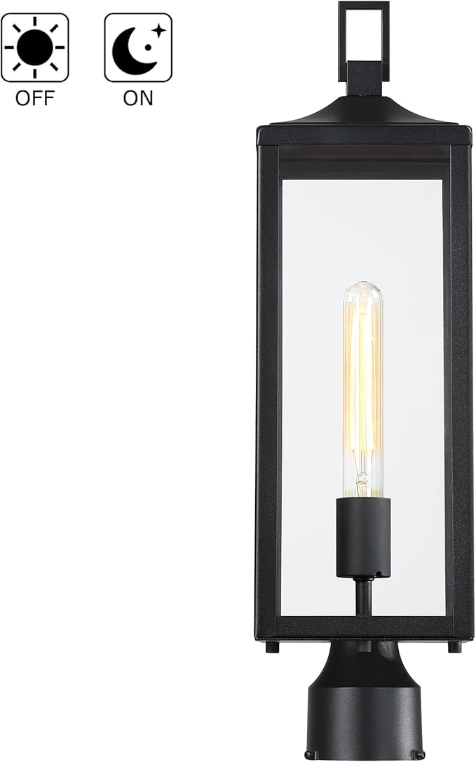 21.3 Inch Outdoor Lamp Post Light Fixture Dusk to Dawn - Residential Sidewalk Lamp Post Sconce Dusk to Dawn Outside Pole Lantern for House Outdoor Column Light E26