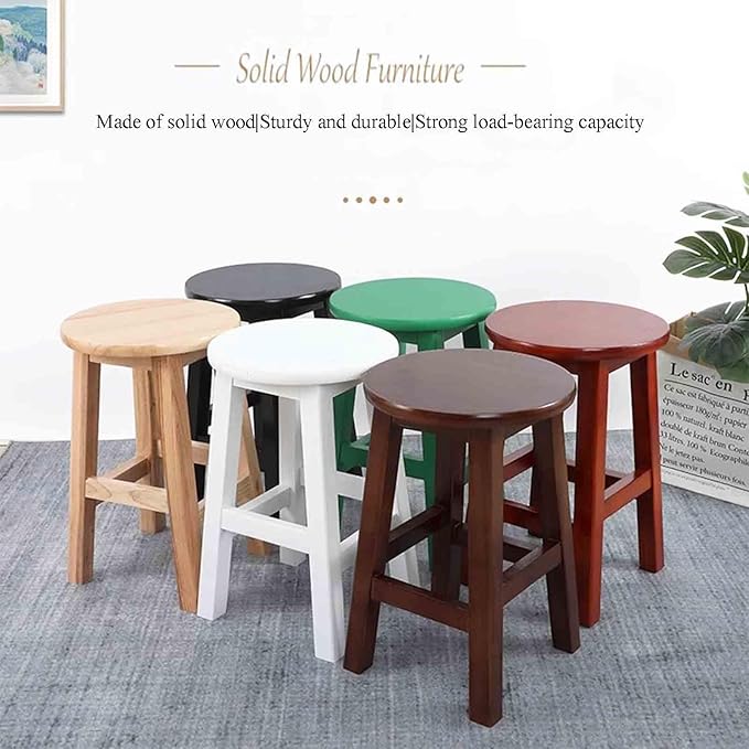 Solid Wood Small Stool Portable Round Stool for Bedroom Coffee Table Walnut Brown 30 * 45cm