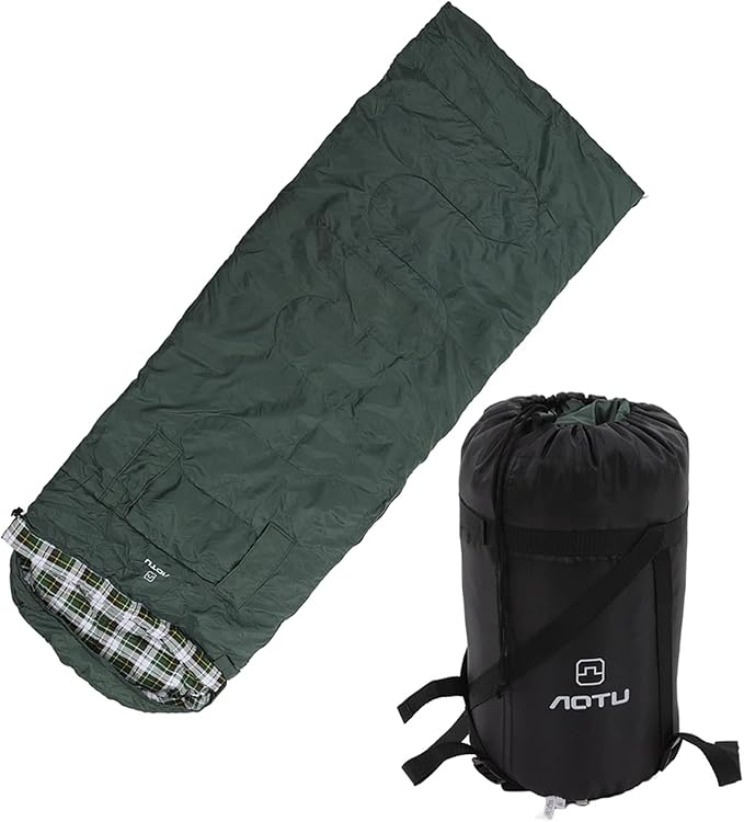 Double Sleeping Bag for Camping &amp Hiking | Thickened Flannel Lining &amp Hollow Cotton Fill | Portable Envelope Design for Outdoor/Travel/Home Use | 0°C Comfort Rating