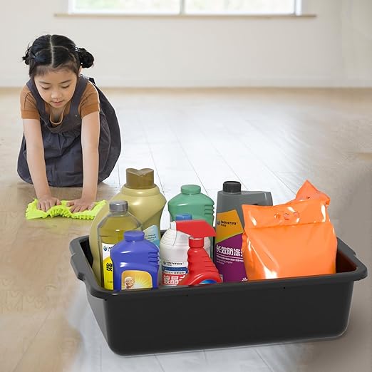 35 L Black Plastic Large Bus Box Plastic Commercial Bus Tub 4 Packs