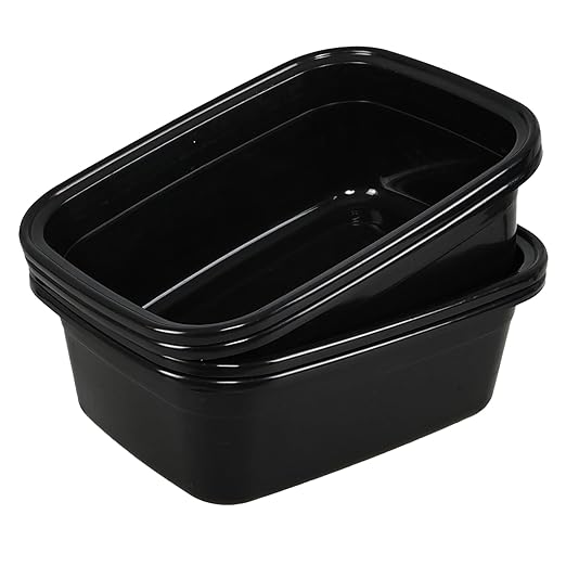 Sadstory 16 Quart Plastic Wash Tub Rectangular Dishpan Black 4 Packs