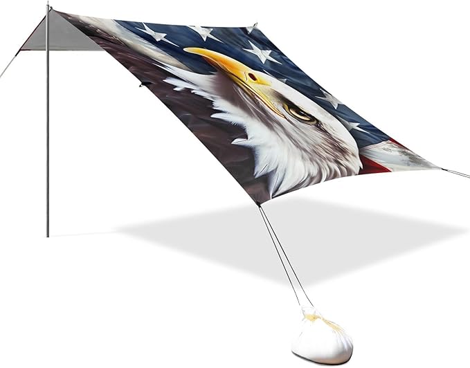 American Flag EagleCamping Sun Shelters 9.2 x 10.5 FT Beach Canopy Tent Sun Shade with Carrying Bag for Camping Trips Fishing Backyard Fun or Picnics 21341001